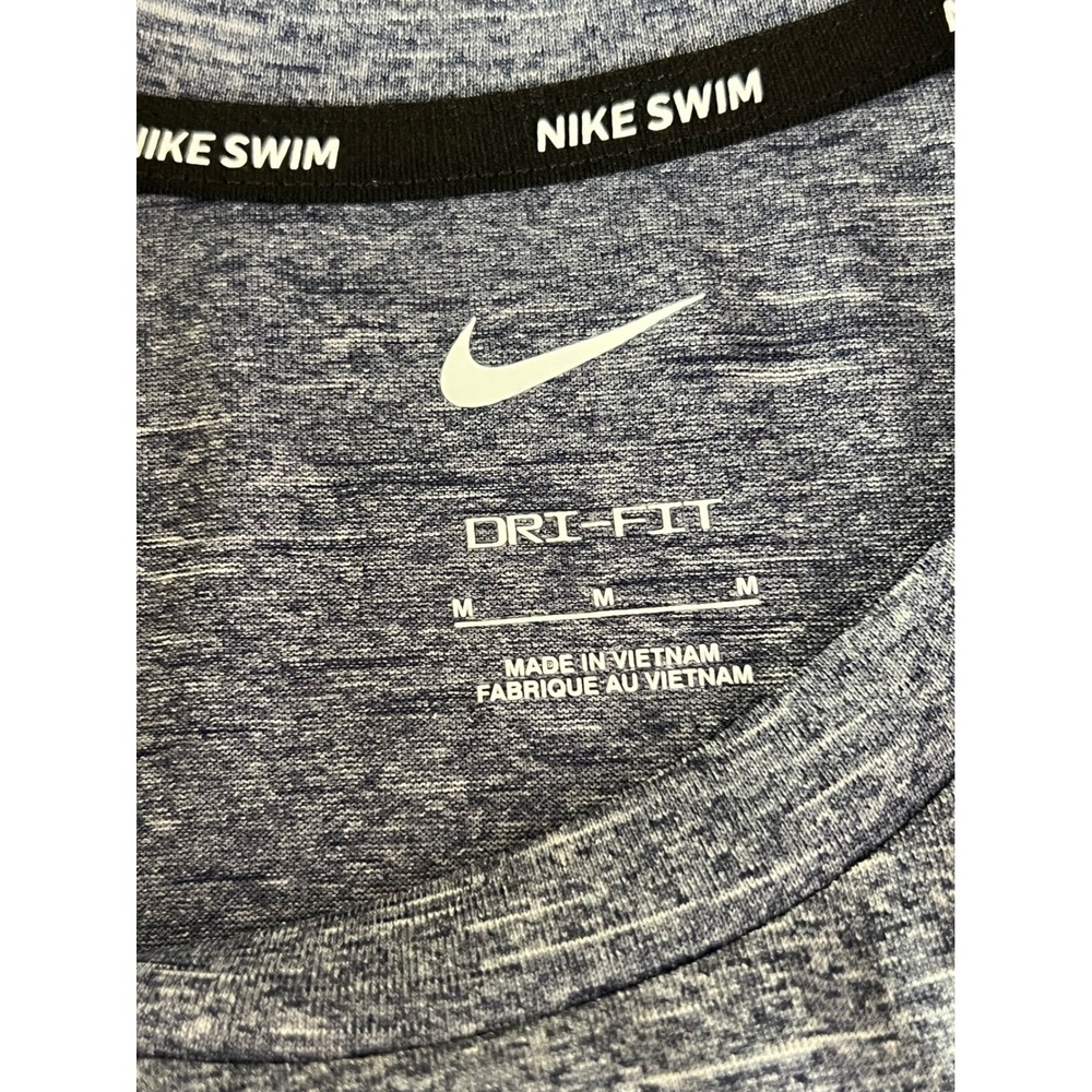Nike Swim Mens Dri-FIT UPF 40+ Heathered Blue Rash Guard Shirt NESSA589 Size M - Picture 5 of 8